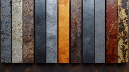 Rustic vertical wood samples display diverse textures rich warm earthy tones. AI Generated