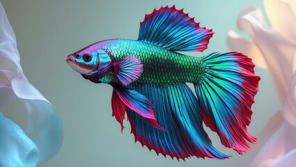 Fototapeta premium Colorful Betta fish featuring a design space for garments