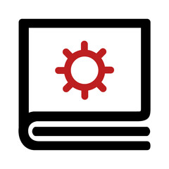 Copyright background management black and red outline icon pack