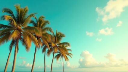 Fototapeta premium distant view of coconut palm trees