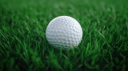 Fototapeta premium Close-Up of White Golf Ball on Lush Green Grass Surface