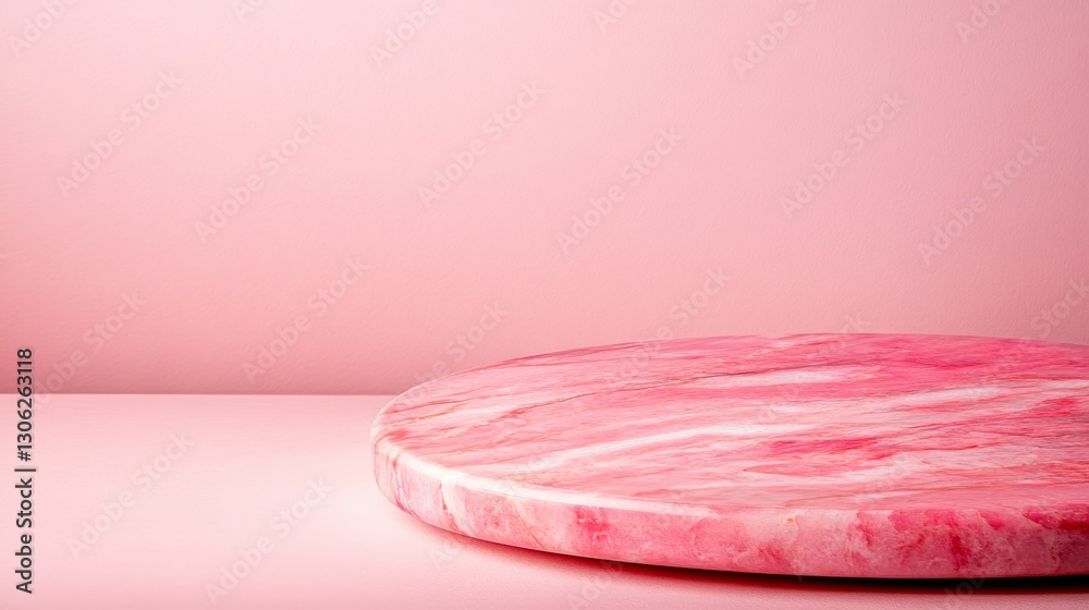 Aufkleber polished marble podium rests against a soft pastel backdrop, reflecting light subtly and providing a