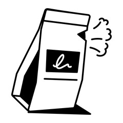 A hand drawn icon of protein powder bag 
