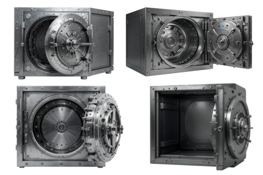 secure steel open vault png