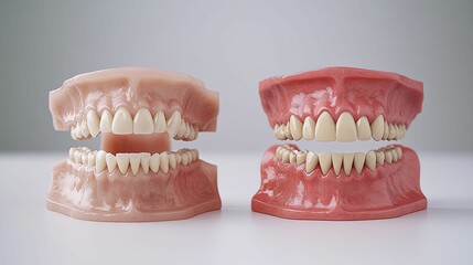 Obraz premium Dental Models Show Healthy And Gum Diseased Teeth