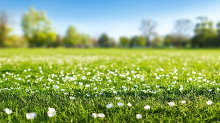 Fototapeta premium Spring flowers bloom in park; sunny day. Perfect for nature, springtime themes