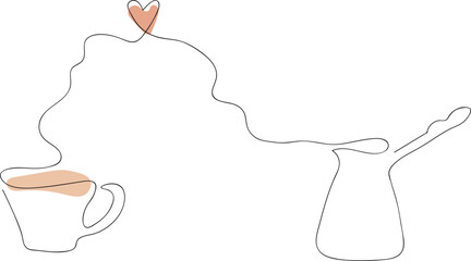 Minimalist One-Line Coffee Time Illustration