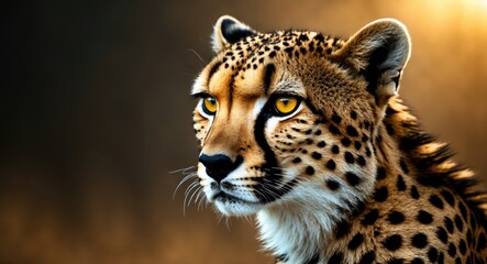 Fototapeta premium Detailed head and shoulder image of a cheetah (Acinonyx jubatus), one of the prominent large cats in Africa.