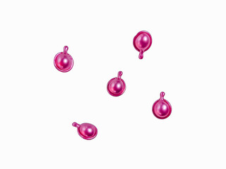 Hair vitamin capsules isolated on white background. Hair care.