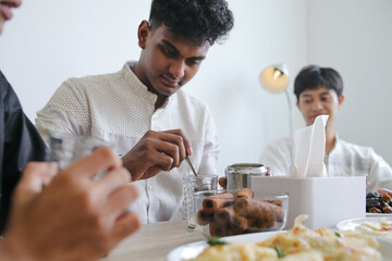 Muslim Man Making Hot Tea For Break Fast During Ramadan Feasting Month at Home