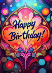 Happy Birthday on a colorful background.