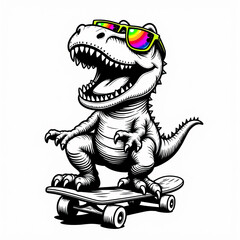 Obraz premium Radical Rex: The Cool Skateboarding Dinosaur T shirt Design