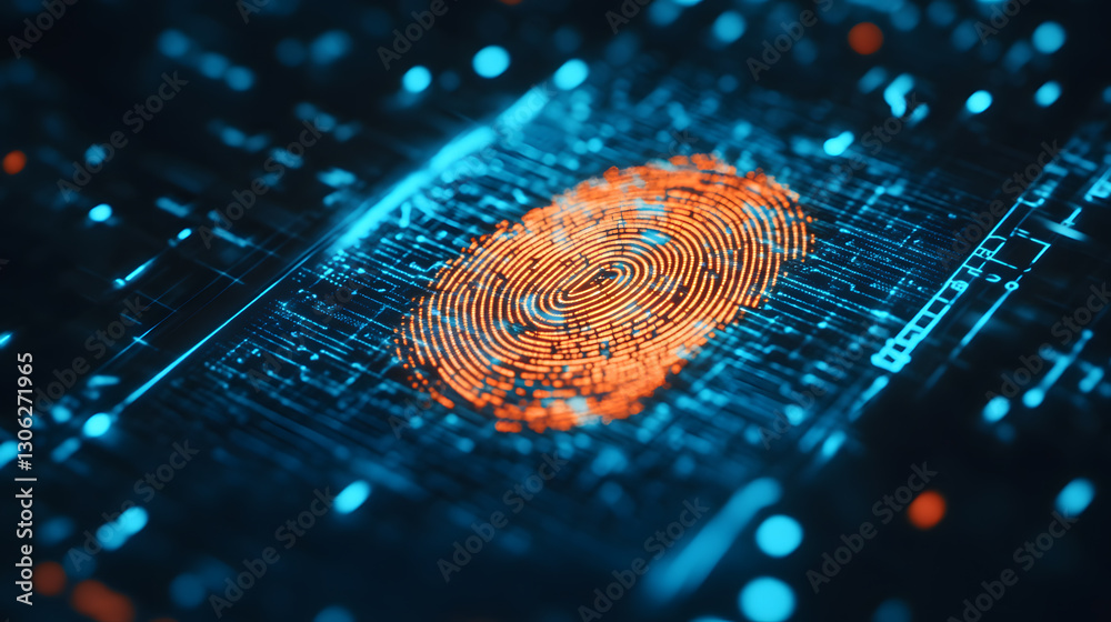 Wall mural digital fingerprint scanning crypto wallet for security verification, showcasing advanced technology