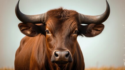 Naklejka premium Portrait of a Brown Watusi Bull
