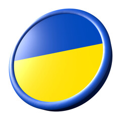 3D shiny button with ukrainian flag colors – High-quality render