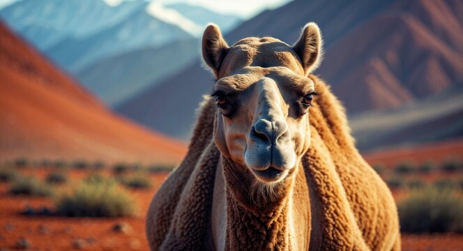 Bactrian Camel (Camelus bactrianus) - Close-up of a double-humped camel in the Nubra Valley desert, Ladakh, India