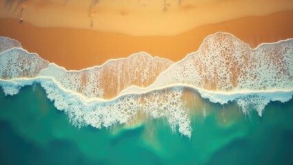 Aerial View of a Beach Scene. Hand-painted Ideal for Wallpapers, Greeting Cards, Blogs, Covers, and More.