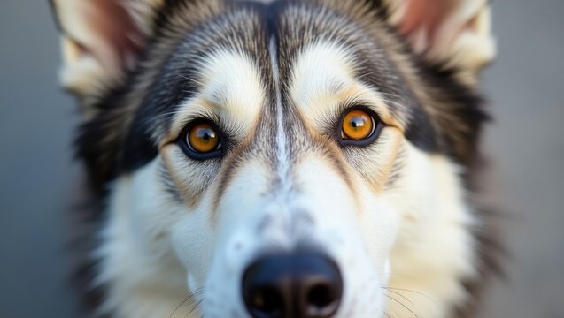 close-up of a husky-shepherd mix dog