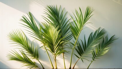 tropical palm fronds against a plain white backdrop