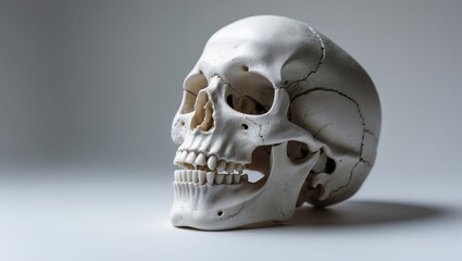 Naklejka premium skull replica displayed against a plain white backdrop