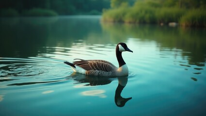 waterfowl gliding across the lake