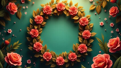 Ninth anniversary vintage-style floral wreath with laurel