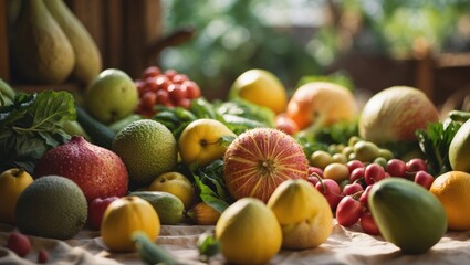 Freshly harvested fruits and vegetables