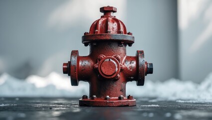 Fototapeta premium red fire hydrant on a plain white background