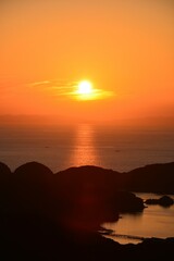 Fototapeta premium 展海峰から見た九十九島の夕日