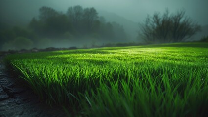 Obraz premium Lush green setting featuring synthetic grass