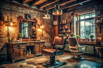Hipster Barber Shop Poster Urban Exploration Photography - Vintage Style Design