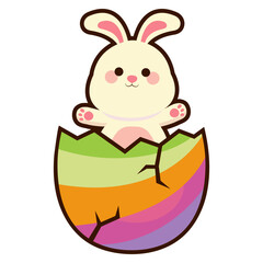 Cute Easter Bunny in Eggshell