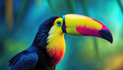 Obraz premium Colorful keel-billed toucan in profile view