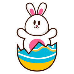 Cute Easter Bunny in Eggshell