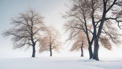 Fototapeta premium Trees standing alone against a white backdrop.