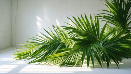 Obraz premium charming palm fronds against a white background