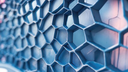 Image depicting a modern backdrop featuring a blue hexagonal lattice.