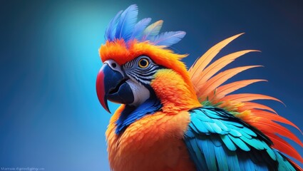 Fototapeta premium Handcrafted digital artwork of a vibrant tropical bird.