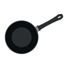 Frying pan icon vector, flat style frying pan icon, frying pan icon vector flat design template, frying pan silhouette vector in trendy flat style illustration isolated on white background.