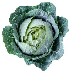 Fototapeta premium PNG One real raw half green cabbage vegetable produce food.