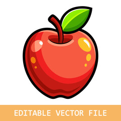 Apple vector illustration. Cartoon red apple. Apple icon.