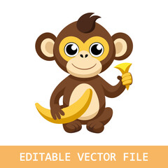 Obraz premium monkey with banana cartoon