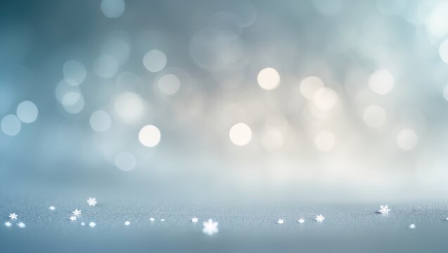 Fototapeta elegant soft-focus background in shades of blue and white. Festive wallpaper featuring a dreamy bokeh light gradient.
