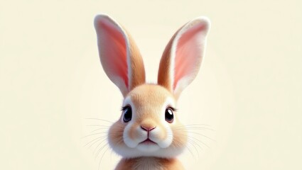 Adorable face of a sweet bunny, hare, or rabbit. Ideal image for nursery decoration. Charming design for children's bedrooms, play areas. Trendy graphic for kids' apparel, including T-shirts and sw...
