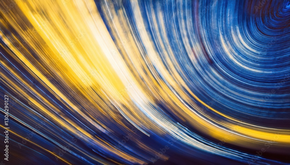 Aufkleber dynamic abstract motion blur in golden and blue hues, futuristic energy flow, artistic digital backg