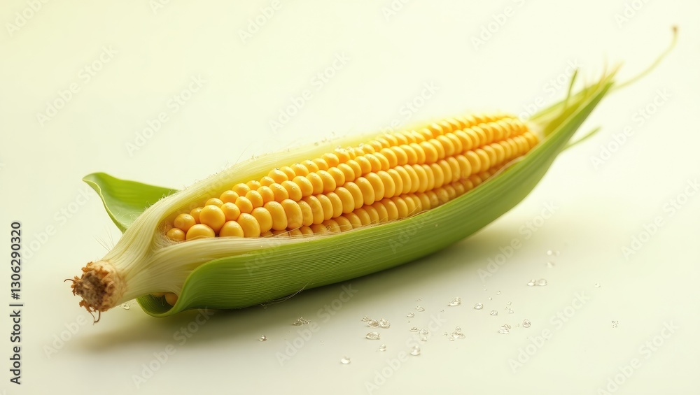 Poster Close-up image of a corn cob set against a light backdrop.