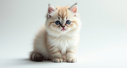 Three-month-old Persian kitten perched on a light background