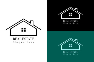 house structure with windows thin lines, icon, vector, logo for home, real estate, property buy, property sell, rental house, rental property, builders, apartment, construction, real estate agents