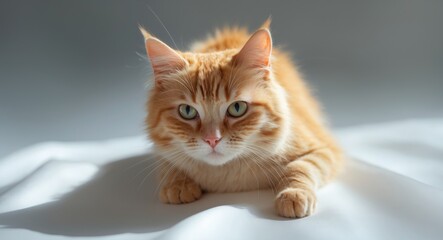 Obraz premium small orange feline resting on a light backdrop
