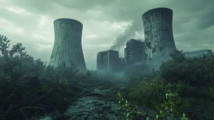 Fototapete Abandoned Nuclear Power Plant Surrounded by Overgrown Vegetation © Dzmitry Halavach